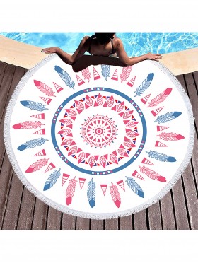 Feather Round Beach Towel